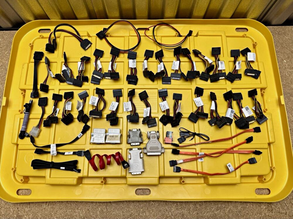 Large Lot of PC Computer Cables, SATA Adapters, and Video Adapters
